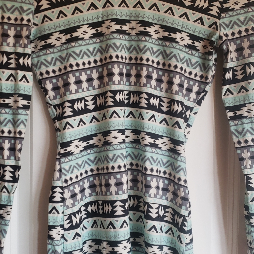 Teal/Black Bodycon Long Sleeve Dress - Picture 2 of 2